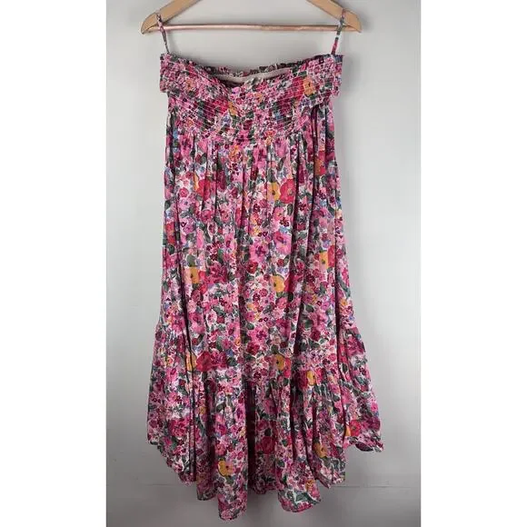 Natural Life Flora Convertible Maxi Skirt Dress Floral XL Ruffle Hem Pink Boho - Picture 7 of 13